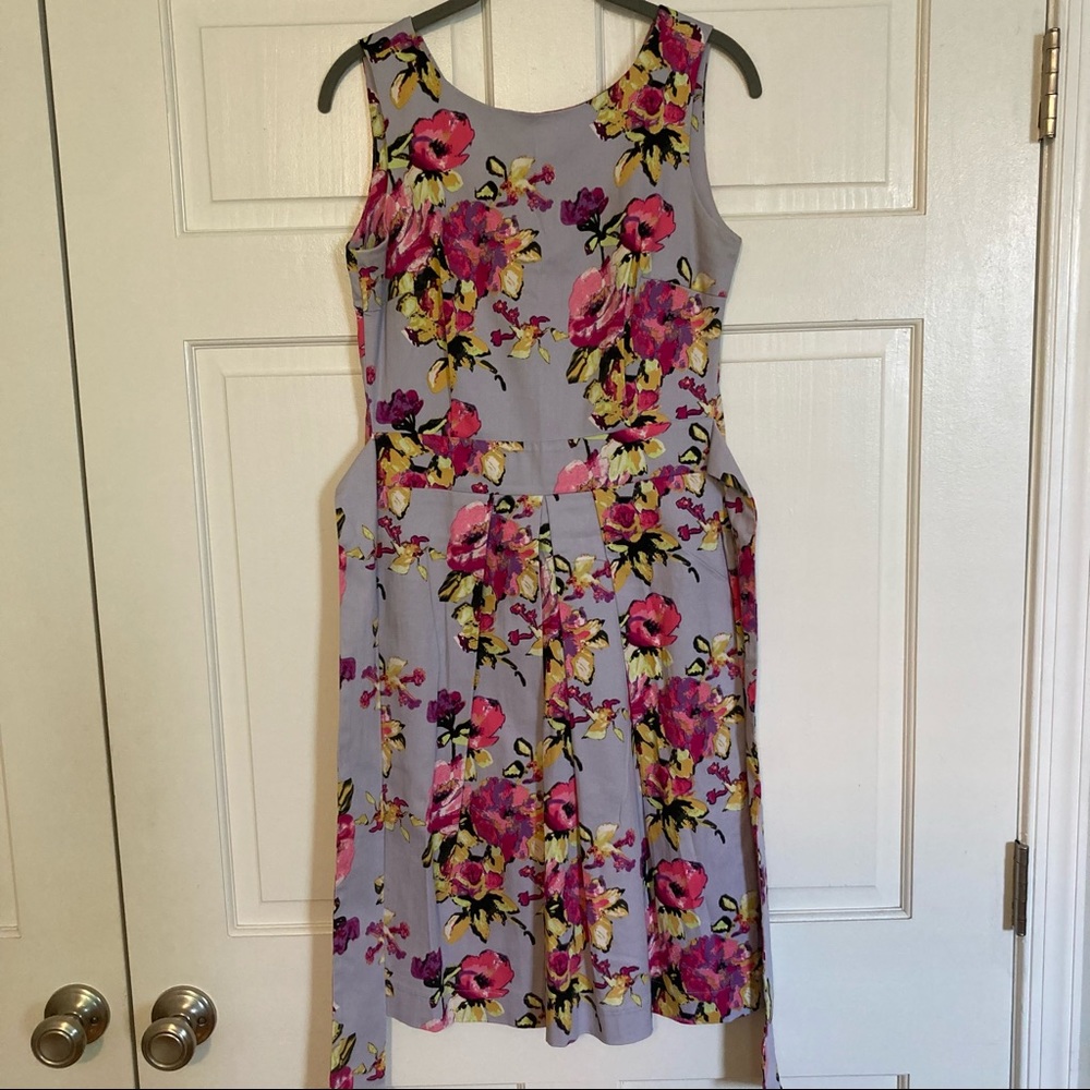 Lilac floral sun dress, wedding guest dress, A-line cotton